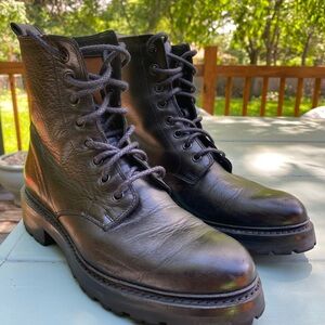 Frye Combat Lace Up Leather Black Boots Sz 7.5
